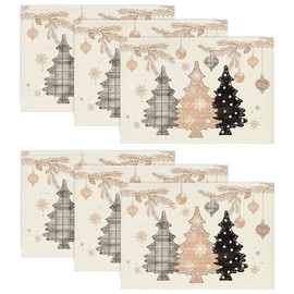 Artoid Mode Pink Pine Trees Christmas Placemats Set of 6 30 x 45 cm Winter Xmas Place Mats Washable Place Mats Kitchen Party Decoration