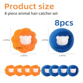 KAYEF 8 Pieces Washing Machine Hair Catcher Pet Hair Remover for Removing Pet Hair and Collecting Dog/Lint/Cat Hair in Washing Machine