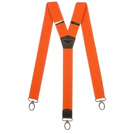 Olata Heavy Duty Y-Shape Braces/Suspenders with Carabiner Clips - 4cm. Orange