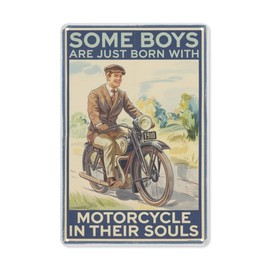 Biker Soul Tin Sign 8X12IN Retro Metal Wall Art for Garage, Man Cave & Road Trip Theme Room Decor
