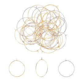 UNICRAFTALE 80pcs 35mm 2 Colors Wine Glass Charms Rings 304 Stainless Steel Hoop Earring Findings Mixed Color DIY Earring Beading for Women Basketball Wives Hoop Earrings, Pin 0.7mm