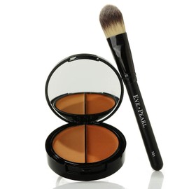 EVE PEARL HD 50:50 Dual Foundation Full Coverage Long Lasting Lightweight Texture Vitamin E Skincare And 101 Foundation Brush Set Makeup Kit (Dark)
