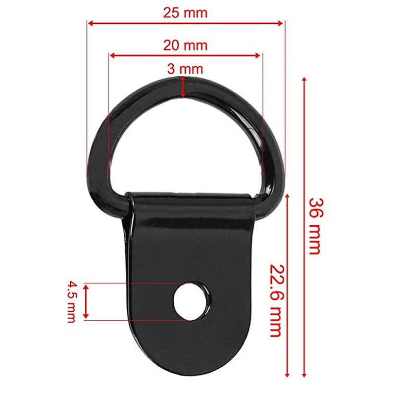 Pack of 20 D Ring Mounting Ring Hooks, D Construction