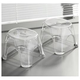2PCS Clear Acrylic Shower Stool–Antislip Waterproof Foot Rest Bench for Shaving Legs,Compact 8.3in Clear Shower Seat for Small Bathrooms(White)