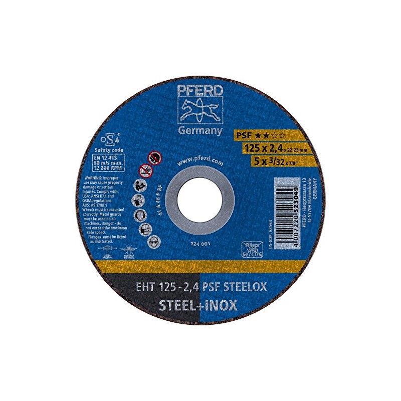 Pferd EHT1252,4A46PPSFINOX A46PPSF-I Cut-Off Wheel, Multi-Colour, 125-2.4 mm