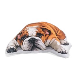 WIRESTER Soft Shaped Velvet Pillow 9.84 inch, Sofa Pillow, Decorative Throw Pillow Cushion for Home Office - English Bulldog Dog Lying Down Looking Up