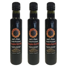 Organic PUMPKIN SEED OIL - 3 Pack Cold Pressed in Our US Facility | Unfiltered | Unrefined - 8 oz. Protective Glass Bottle | 100% Pure Dressing and Cooking Oil