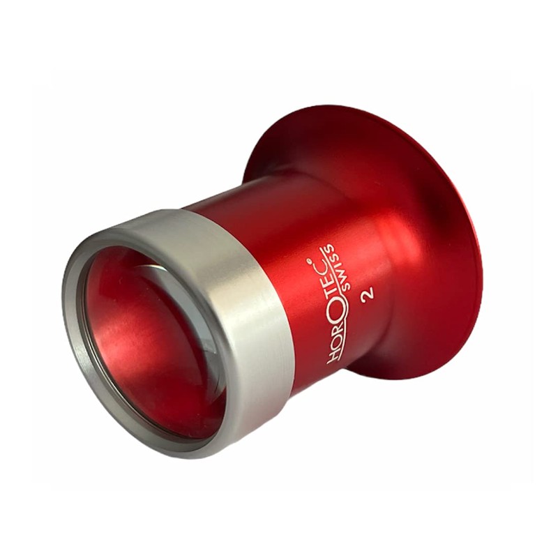 Horotec MSA 00.031-2 Eyeglass Watchmaker loupe in Aluminium anodised red
