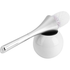 Cepillo de Baño Cepillo para Inodoro Creative Bathroom Scrub Cleaning Brush Brush Holder Set con Base de Acero Inoxidable(White Base)