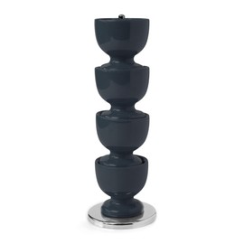 Zeal G277T Melamine Stack and Store Egg Cups/Holders, Set of 4 with Chrome Storage and Carry Stand-Dark Grey