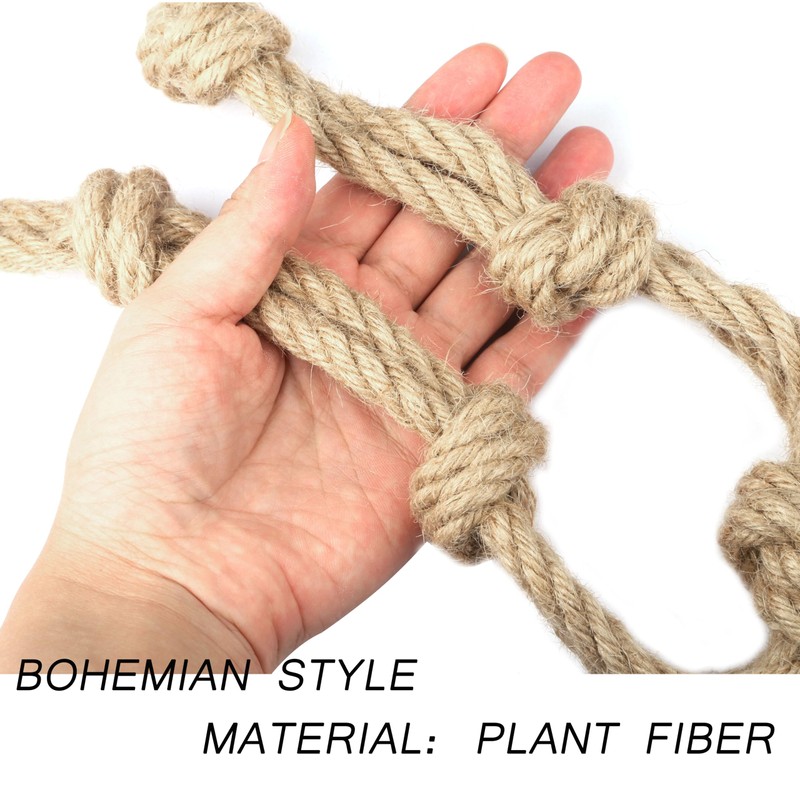 BEL AVENIR 2 Pack Jute Boho Curtain Tiebacks Rope -
