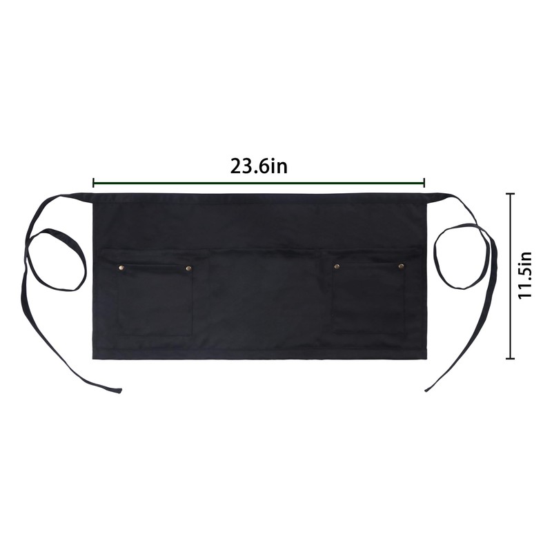 MIKI WELL Server Apron with 5 Pockets - Rivet buckle