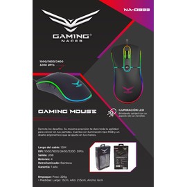 NACEB Mouse Gamer RETROILUMINADO NA-0933