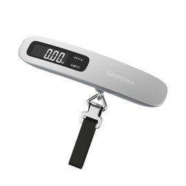 GRIFEMA GA2006 Digital Luggage Scale, 50kg (110lb) Capacity, Backlit LCD Display, Tare Function, Lightweight for Travel, Silver