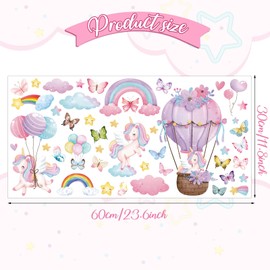 Glow in The Dark Stars for Ceiling Unicorn Wall Stickers Unicorn Rainbow Butterfly Wall Decals Luminous Unicorn Stars Ceiling Stickers for Girls Baby Kids Bedroom Living Room Nursery Blue