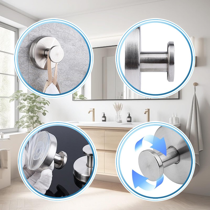 jwflck Suction Hooks - Shower Suction Cup Hooks, No-Drill Waterproof