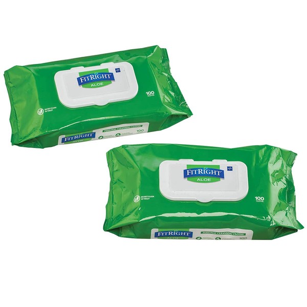 Aloetouch Personal Cleansing Cloths, Pack of 100 - Set of 2