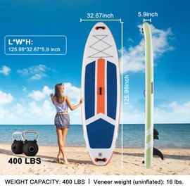 Elevon Inflatable Stand Up Paddle Board with SUP Paddle Board Accessories, Wide Non-Slip EVA Deck, Blow Up Paddle Boards for Adults & Youth for Surf Skill Levels, Light Orange