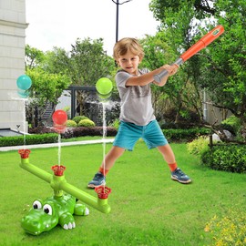4 in 1 Summer Outdoor Sprinkler Spray Water Toys,360° Rotating Sprinkler/Hydro Baseball/Rocket Launcher/Stomp Rocket Lawn Backyard Pool Party Outside Game for Kids Toddlers Ages 3-5 4-8
