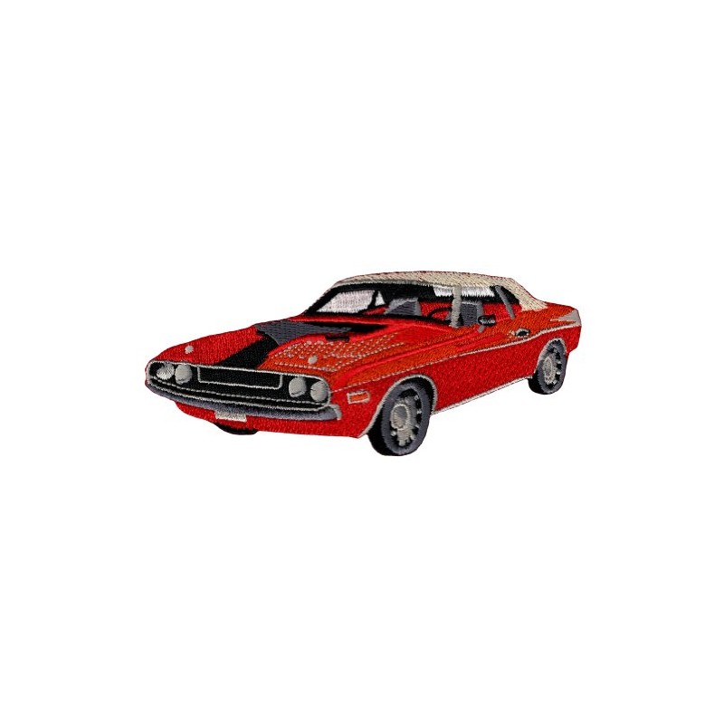 Red Muscle Car Patch Embroidered Iron-On Automobile Applique