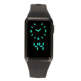Smart Watch Alloy Silicone Glass 210mah 30m Waterproof LED Fitness Watch for Family Friendly Colleagues Black Band Black Shell