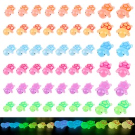 TIANCONGYUN Pack of 54 Mini Luminous Turtles, Small Turtle Figures Resin, 6 Colours Mini Turtle Figures, Turtles Mini Figures for Micro Landscapes, Home Decor