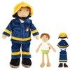 SIGIKID 42859 Learning Doll Fireman Plush Dressing Doll Clothes on