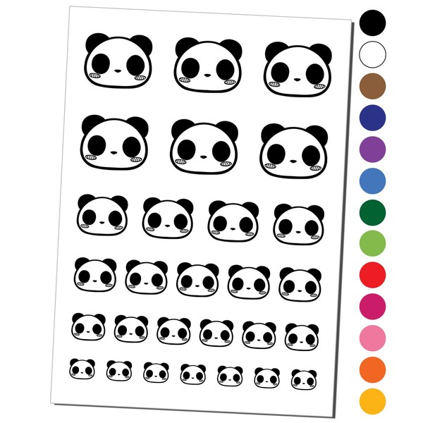 Charming Kawaii Chibi Panda Bear Face Blushing Cheeks Temporary Tattoo