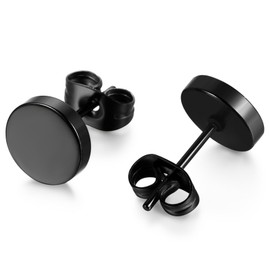 FIBO STEEL Stainless Steel Black Stud Earrings for Men Women, 5mm