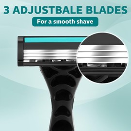 Leriton 100 Pcs Men's Disposable Razors Bulk 3 Blade Men Razors for Head Sensitive Skin Comfortable Shave