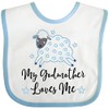 inktastic Godmother Godson Lamb Baby Bib White and Blue 2bf68