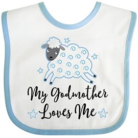 inktastic Godmother Godson Lamb Baby Bib White and Blue 2bf68