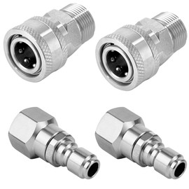 Raincovo Pressure Washer Quick Connect Kit Swivel Fittings, M22 14mm to 3/8 Inch Quick Connect Hose Adapter Set, Stainless Steel, 4 Pieces