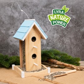 Lyra Pet® Bird House Villa Modern Bird Feeder for Garden and Balcony Weatherproof Wooden Feeding House with Plexiglass Protection for Wild Birds Filling from Top Feeding Station for Hanging