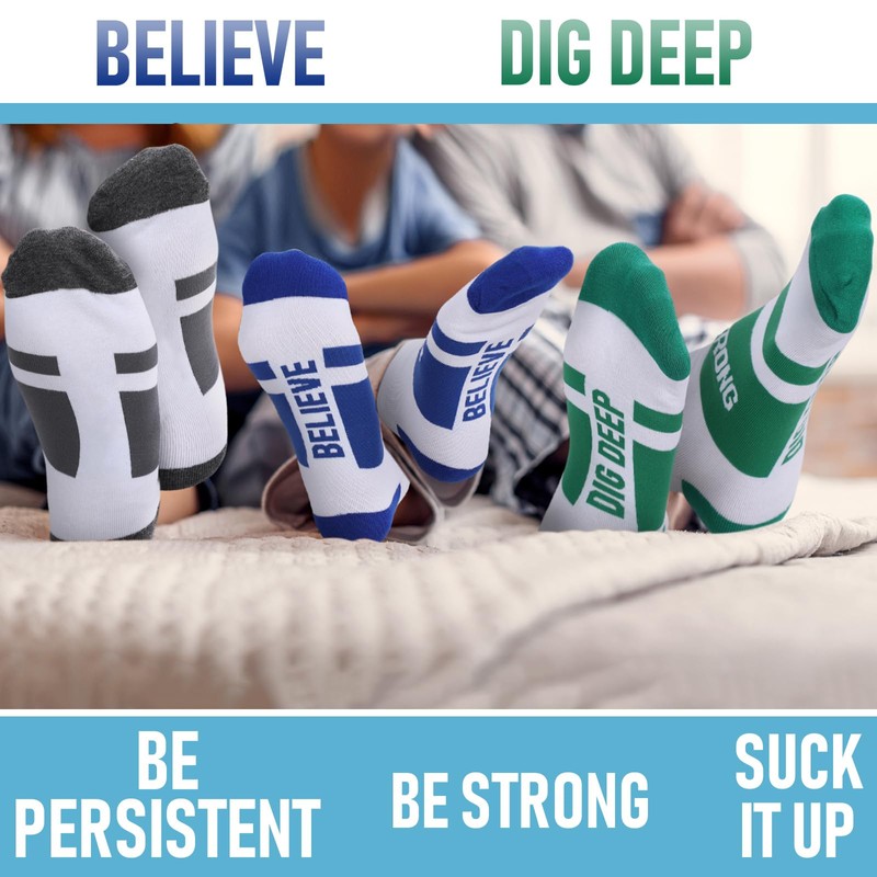 Suhine 6 Pairs Inspirational Athletic Running Sock Set Multicolored Inspirational