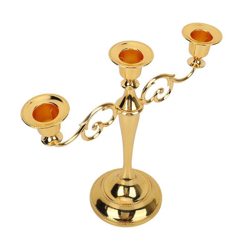 Metal Candle Holder 3 Arms High Gloss Retro Exquisite Candlestick