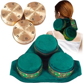 powerking 3-in-1 Smokeless Copper Moxa Box Set Moxibustion Treatment Tool Kit Portable Cloth Bag Belt for Waist Neck Knee Shoulder Back (Not Include Moxa)