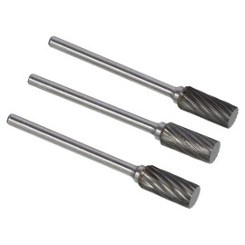 AllGIFT Die Grinder 3pcs Top Flat Cylinder Silver Rotary Files Bits Industry Tungsten Carbide Carbide Burrs Set Metal Carving Polishing