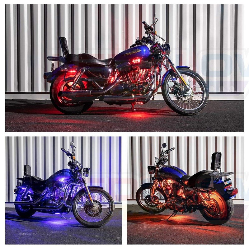 LEDGlow 8pc Million Color Flexible Motorcycle LED Lighting Kit -