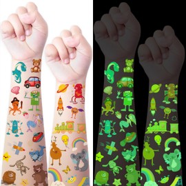 40 Sheet Temporary Glow In The Dark Fake Tattoos For Kids, 400+pcs Glow In The Dark Party Favors Tattoo Stickers For Boys Girls Teens, Planets Butterfly Mermaid Glow Tattoos Light Up Party Favors