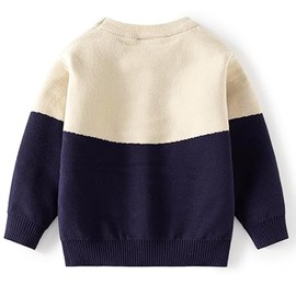 NautySaurs Toddler Boys Knit Sweater Dinosaur Crew Neck Pullover Sweater for Kids (US, Age, 4 Years, D-Apricot Elephant)