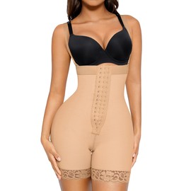 FeelinGirl Seamless Firm Triple Control Shapewear High Compression Body Shaper Butt Lifter Beige XL