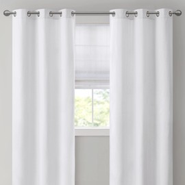 Madison Park Galen Basketweave 2-Panel Pack Window Curtain, Room Darkening, Grommet Top Easy to Hang, Fits up to 1.25" Diameter Rod, 40" W x 84" H White