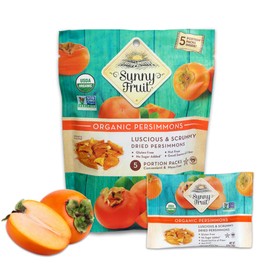 Sunny Fruit Organic Dried Persimmons - 1 Bag (5 Individual Portion Packs) | No Preservatives, No Sugar Added | Healthy, Convenient Snack Packs | ORGANIC, NON-GMO, VEGAN, HALAL, KOSHER