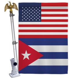 Americana Home & Garden Cuba US Friendship House Flag Eagle Set Regional Nation International World Country Particular Area Decoration Banner Small Garden Yard Gift Double-Sided, Made in USA