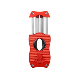 Colibri Premium Diamond V-Cut Cigar Cutter - Ergonomic Stainless Steel Spring-Loaded Blade, Ideal for up to 60+ Ring Gauge - Gift for Cigar Enthusiasts (Red)
