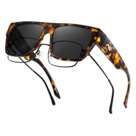 kimorn Polarized Sunglasses Fit Over Glasses for Men Women, Oversized Square Sun Glasses UV400 Protection Shades (Tofu pudding frame/grey lens)