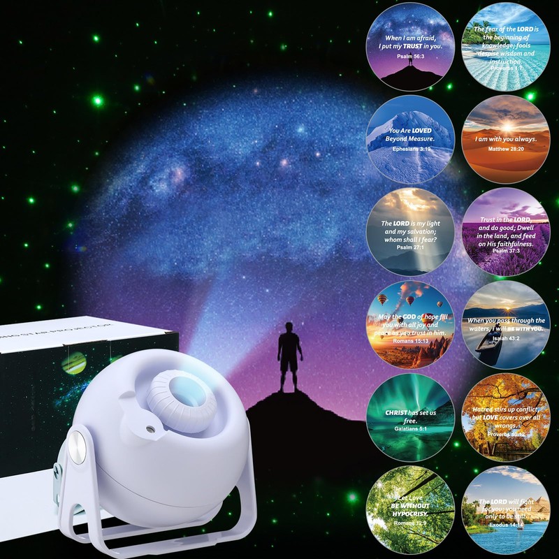Aurelema Landscape Verses Projector Galaxy Projector Includes 12 Interchangeable Christian