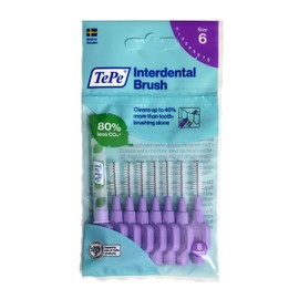 TePe Interdental Brushes Purple Original (1.1mm - Size 6) / Simple and effective cleaning of interdental spaces / 1 x 8 brushes
