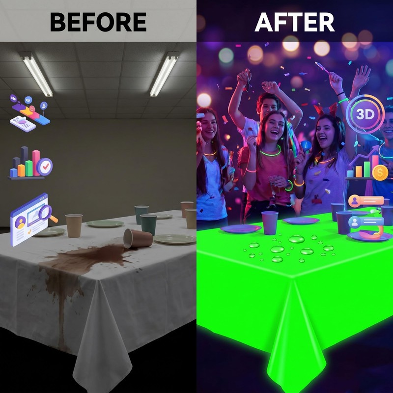 4 Pack Neon Table Cloths Table Cover for Glow Neon